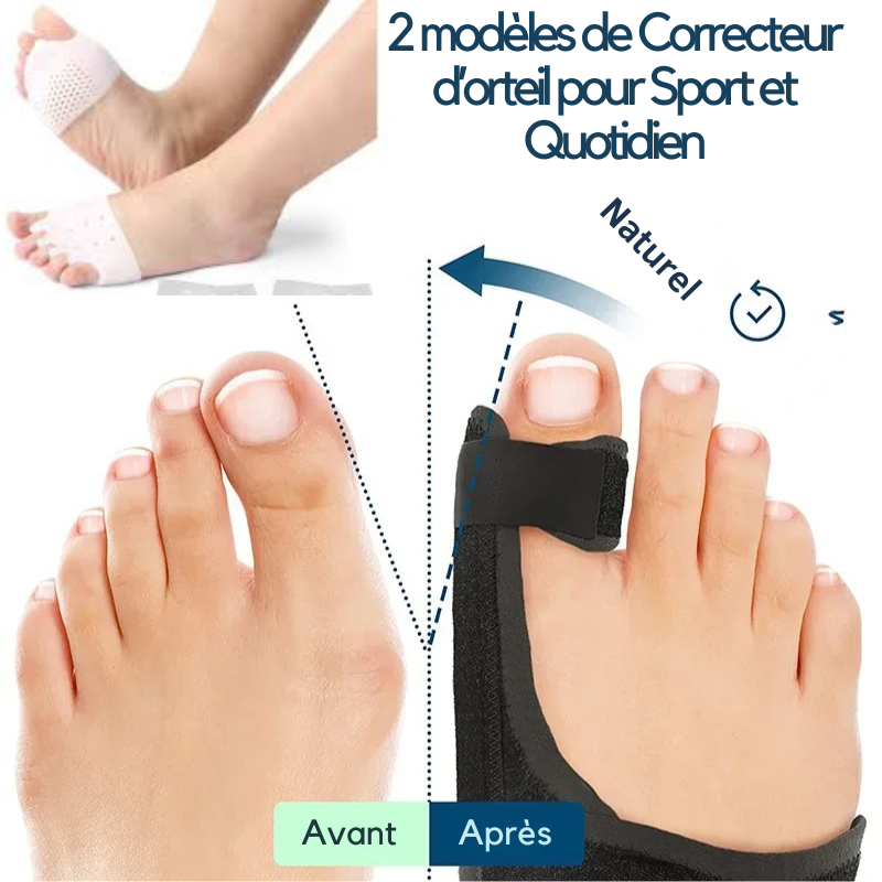 Séparateur orteil et correcteur oignon avant-pied — pack 2 modèles sport et quotidien silicone