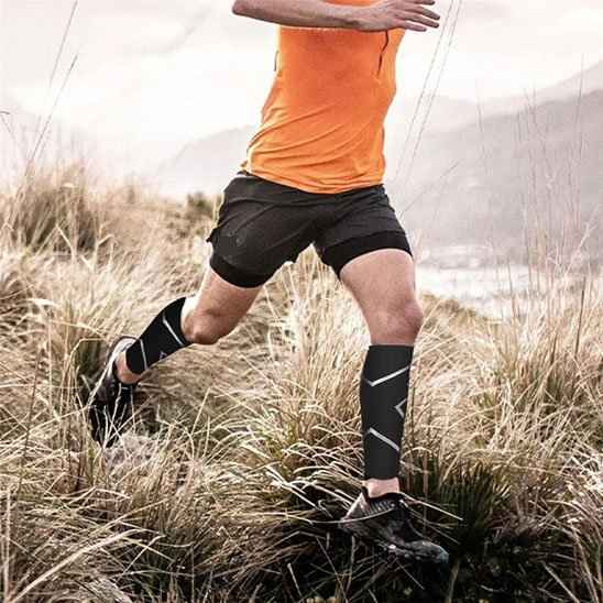 Manchon Mollet Haute Performance – Bandes Réf — en utilisation periostite tibiale running sportif