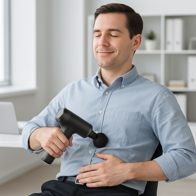 pistolet de massage flexipulse 30 en action sur le ventre