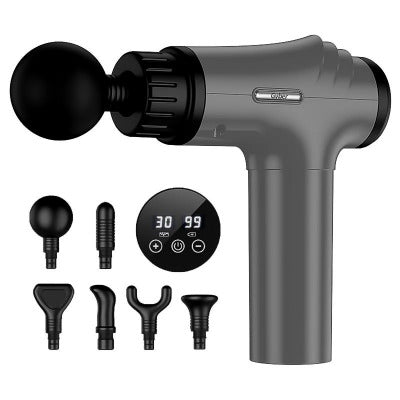 pistolet de massage flexipulse 30 niveaux de vitesses réglables gris