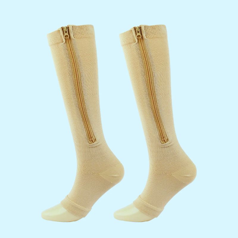 Bas-de-contention-femme-Zip-beige