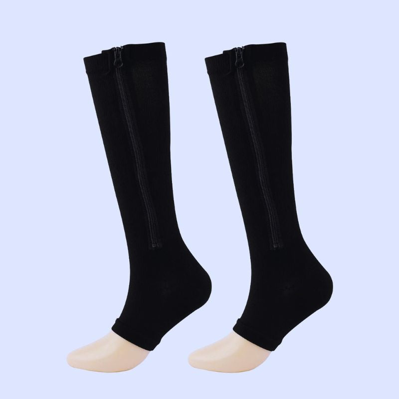 Bas-de-contention-femme-Zip-noir