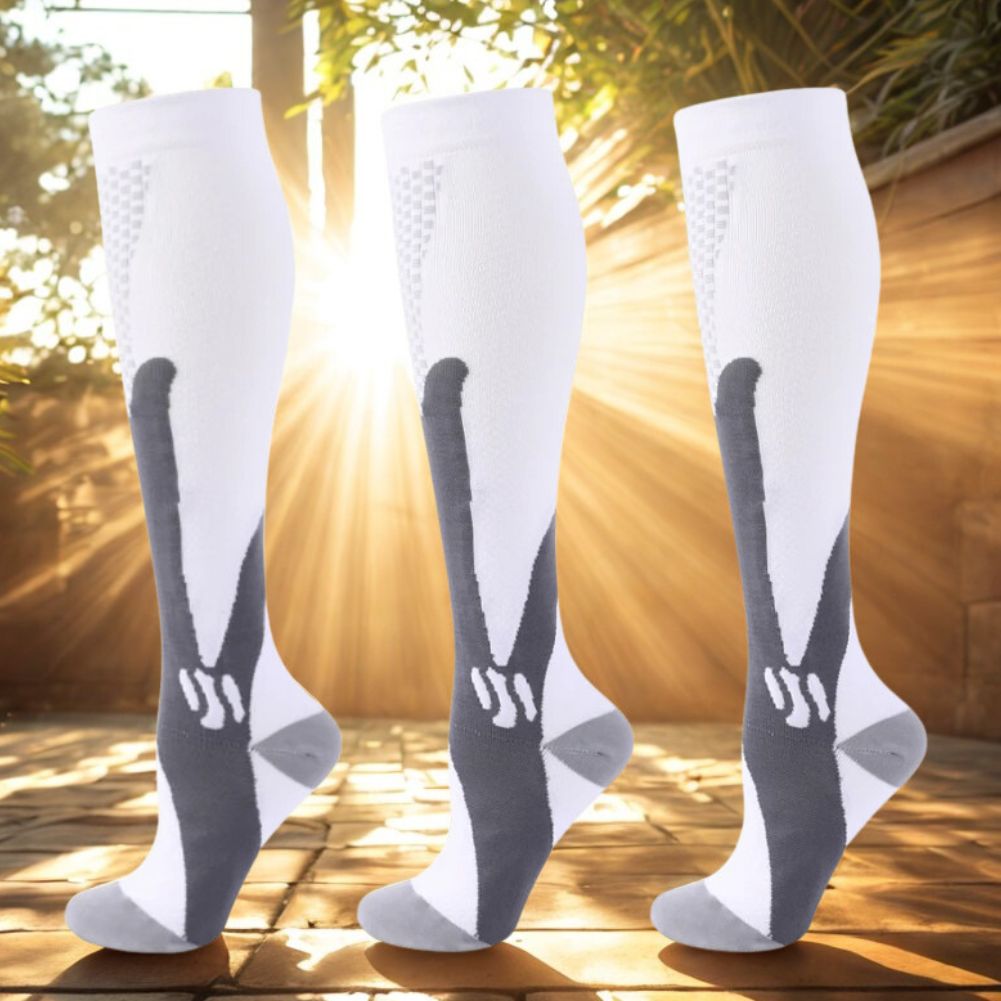 Chaussettes-de-compression-Supportveine-blanche-ensemble-de-trois-paires