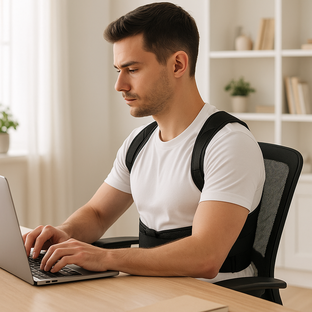 Homme-adopte-position-redressée-au-bureau-avec-Ceinture-Dorsale-Correcteur-De_Posture