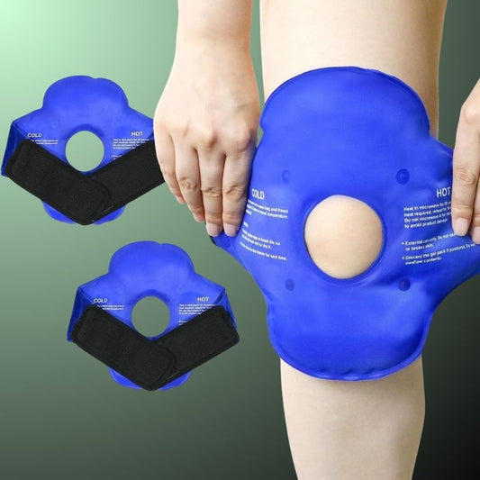 Poche de glace genou réutilisable appliquée sur un genou douloureux après une séance de sport