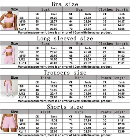 Yoga Set 2PCS Women Gym Long Sleeve Seamless Sportswear Workout Clothes Athletic Wear Legging Fitness Bra Crop Top Sports Suits