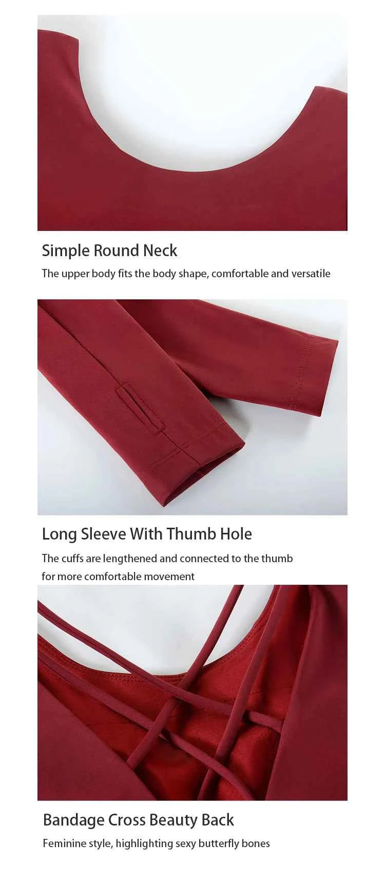 Yoga Shirts Workout Open Back Top Long Sleeve Crop Top Women Spring Autumn Gym Fitness Sportswear Cross Back Sports T-shirt