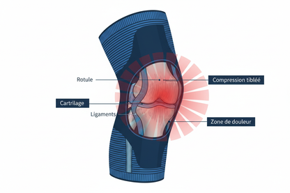 Pack soulagement genou sportif amateur compression et massage rouleau — douleur genou prévention et récupération post-effort