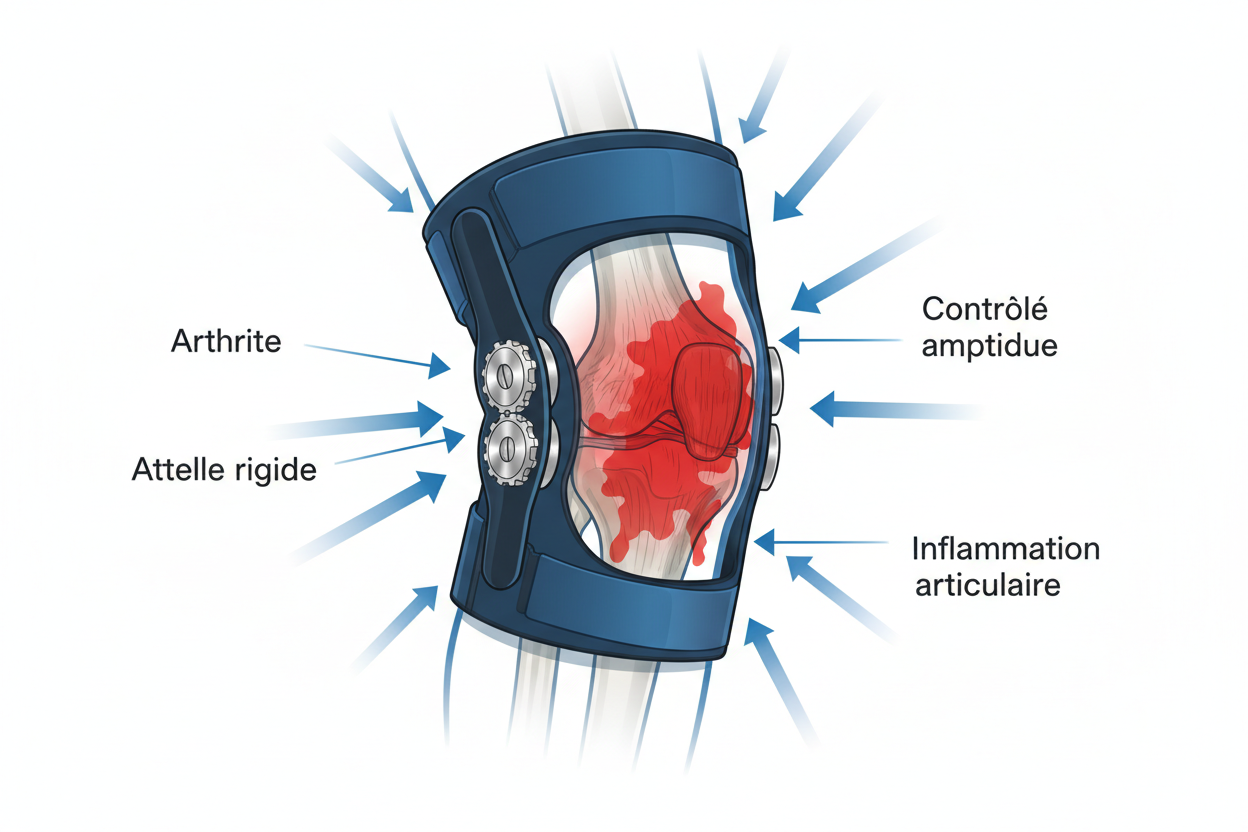 Attelle genou arthrite mécanisme d action — décharge compartiment interne pression cartilage