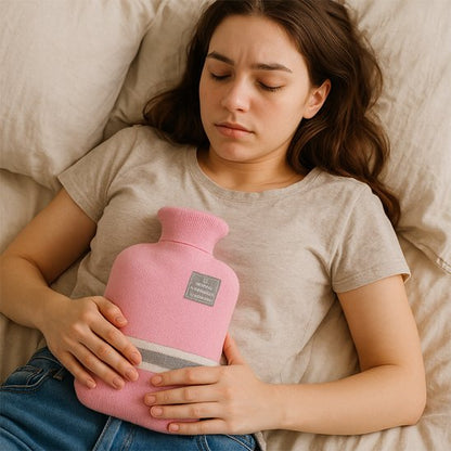 Bouillotte eau chaude Premium-Confort™ pour apaiser les tensions musculaires et favoriser la détente après le sport