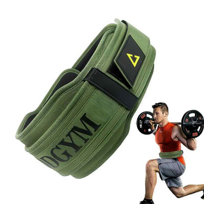 ceinture pour la musculation bodybuilding vert kaki avec athlète en action