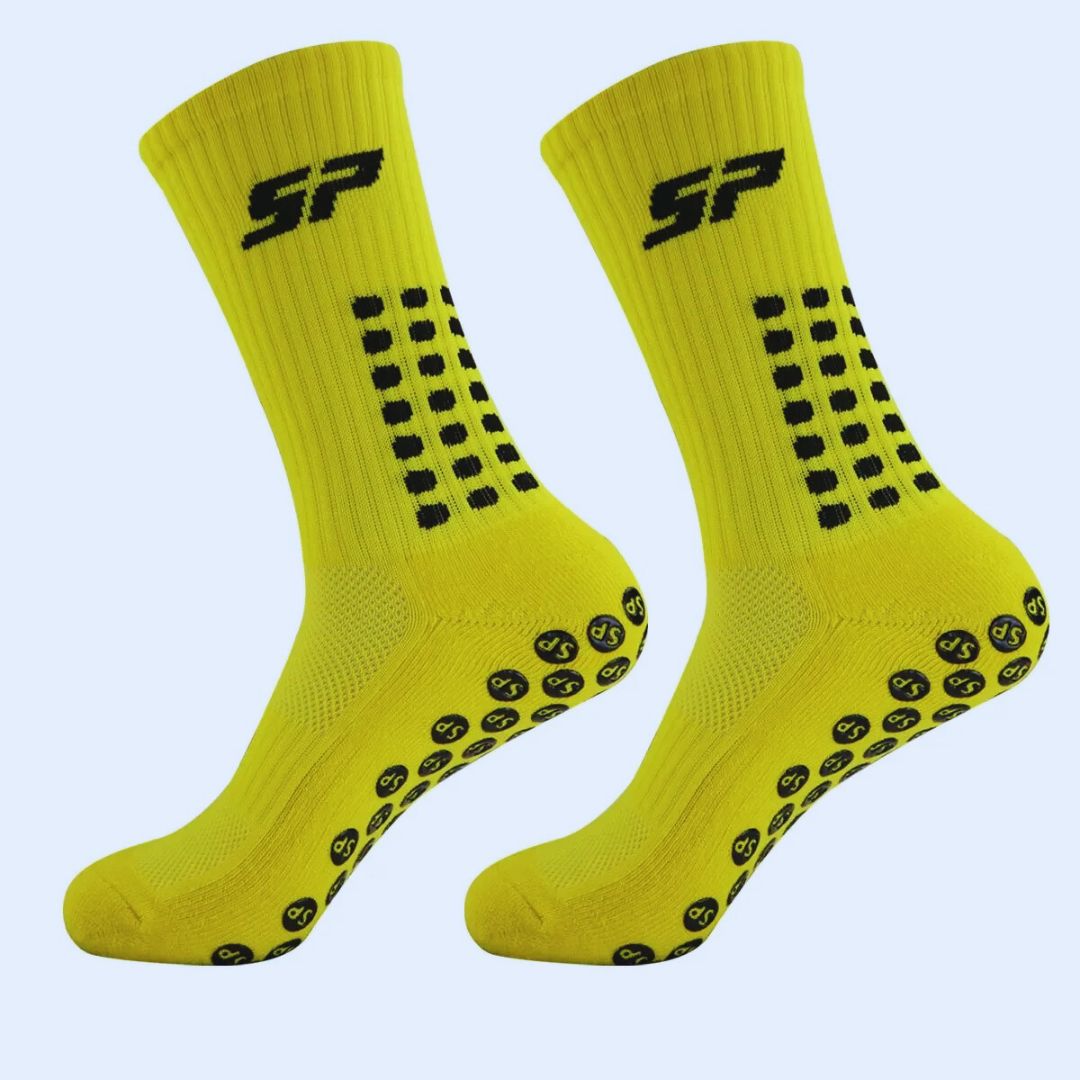Chaussettes-antidérapantes-homme-vert-citron