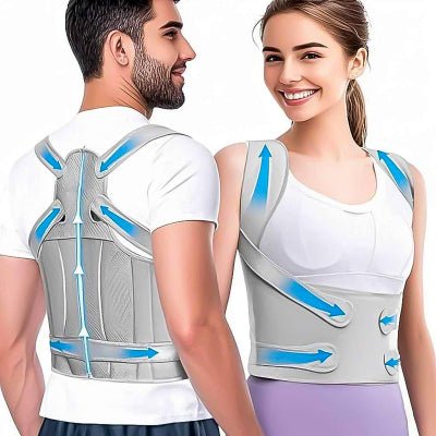 Correcteur de posture dos 2-en-1 avec 4 barres ABS flexibles et ceinture lombaire intégrée. - Approche sport