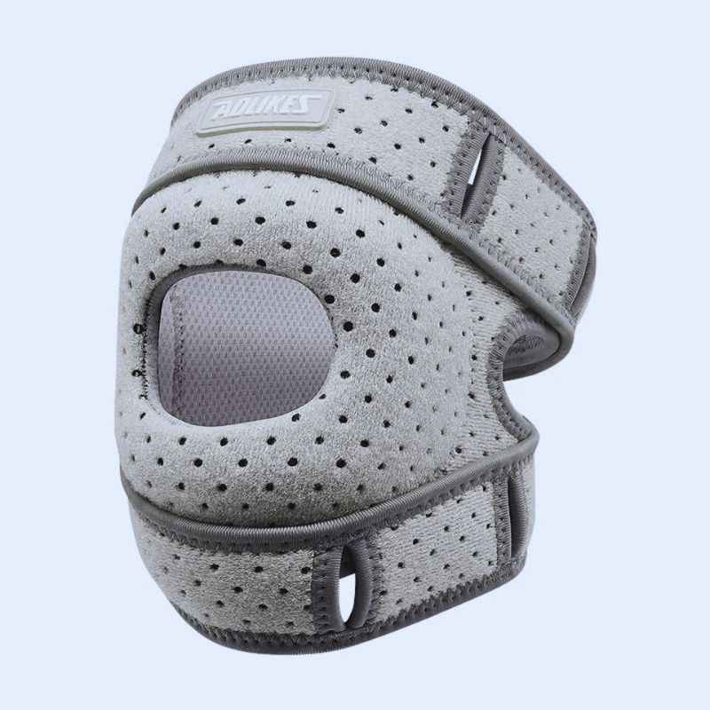 Genouillère rotulienne anti-tendinite vue de face — pad silicone 8mm insertion tendineuse
