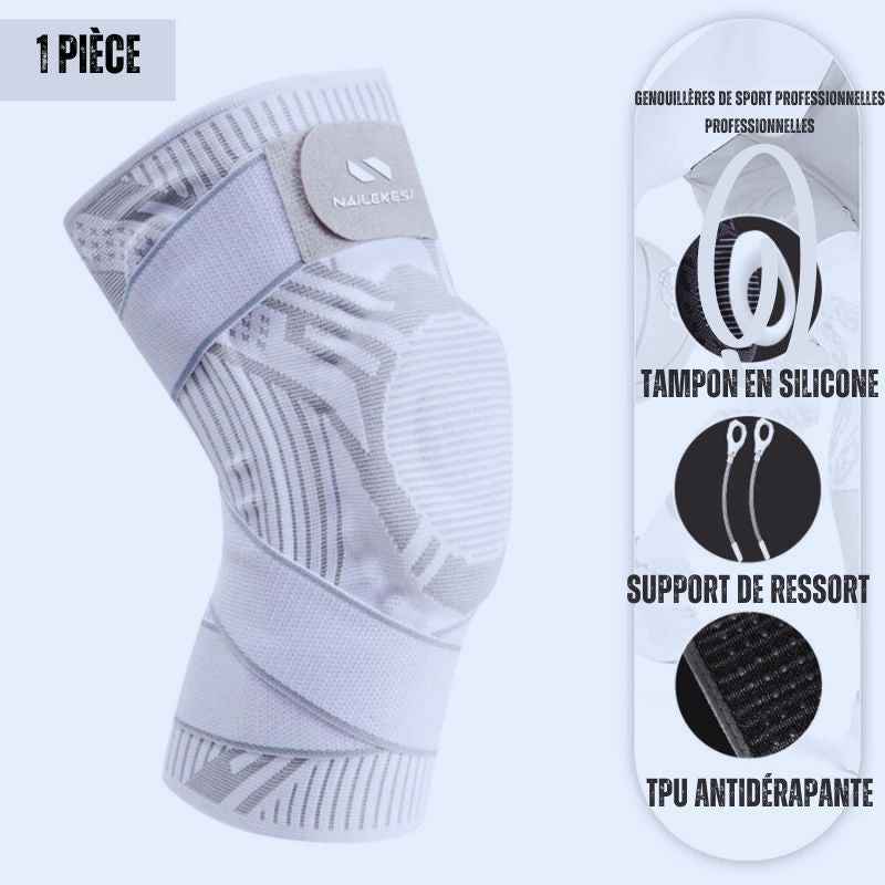 Genouillère protection renforcée coloris blanc — 4 sangles velcro maintien stable 3h