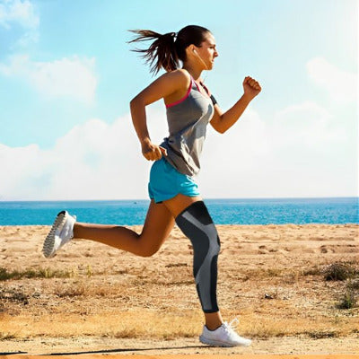 manchon de compression mollet haute performance sur une femme