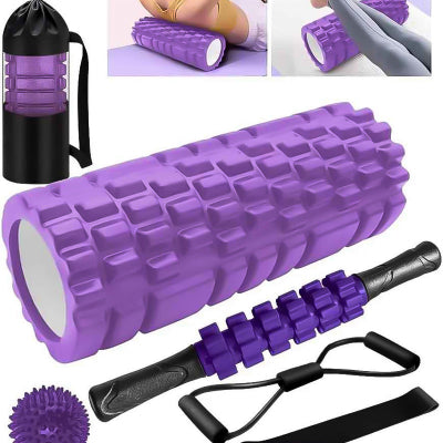 rouleau massage six en un violet