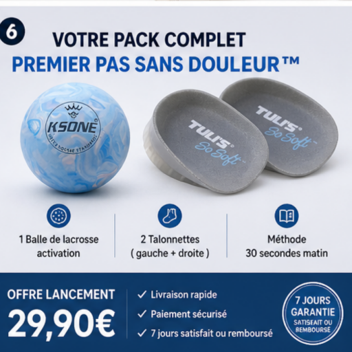 Solution rapide pour soulager la douleur du talon dès le réveil avec talonnette et balle de massage
